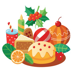 Christmas foods isolated on white background