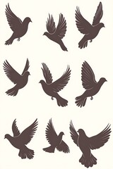 Obraz premium Flying birds silhouettes collection