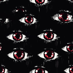 Seamless Halloween and witchcraft-themed patterns with ghosts, aliens, stars, tarot cards, vintage locks, magical objects, and mystical elements in playful and spooky styles.