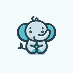 cute elephant logo vector image on white background