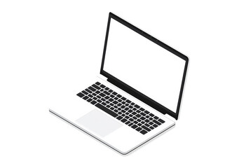 Fototapeta premium White screen laptop isometric view isolated on transparent background
