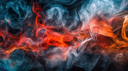Fototapeta premium Colorful Swirling Smoke Patterns in Red, Orange, and Blue Hues
