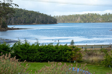 Oyster farming in Port Arthur region, Tasmania, Australia