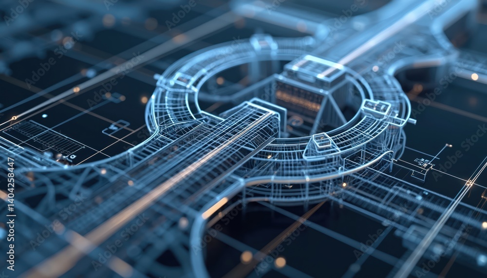 Leinwandbilder 3d model abstract design. cad system interface, engineering structure parts, future tech concept. ab