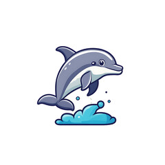 Fototapeta premium Cute cartoon dolphin jumping out of water