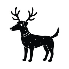 Dog with Reindeer Antlers Festive Animal Design
