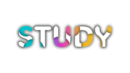 word study with colorful typography design isolated on white background _ text study font