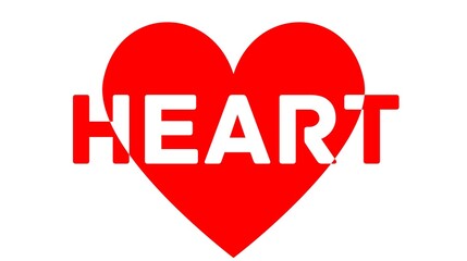 heart typography design with red heart 
