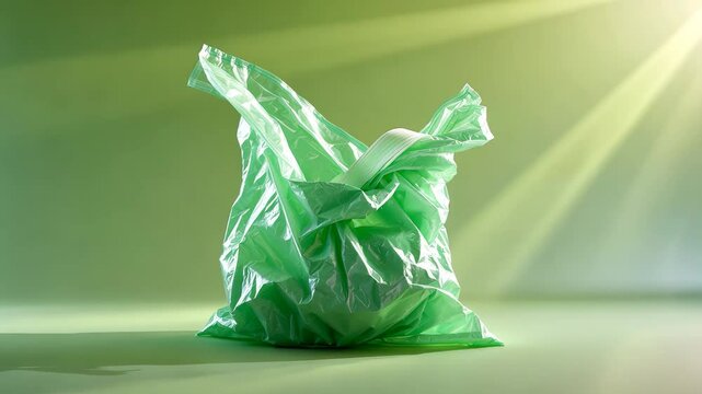 green plastic bag isolated on background