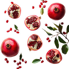 Pomegranate Flat Lay on transparent background