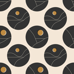 Seamless pattern of trendy minimalist landscape abstract contemporary collages