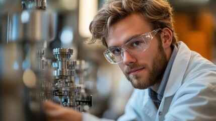Focused young scientist working in a lab