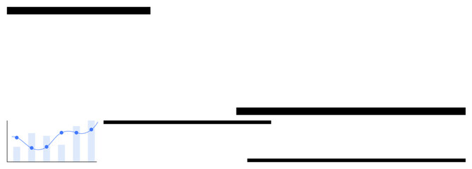 Bar chart displaying comparative data with an ascending line graph showing patterns, trends, or progress. Ideal for analytics, business metrics, research, education, presentations, strategy flat