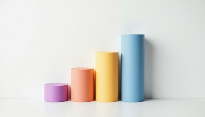Colorful Cylinders in Ascending Order on a Light Background