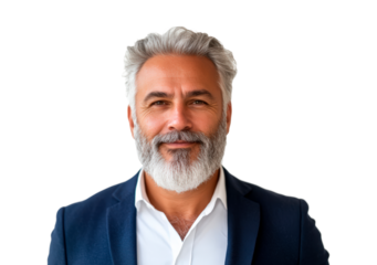 Middle-aged business man in suit isolated on transparent background