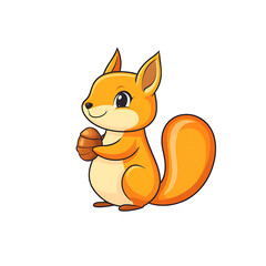 Fototapeta premium cartoon squirrel acorn, transparent background, bold outline