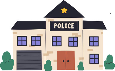 Police Station Building Cartoon