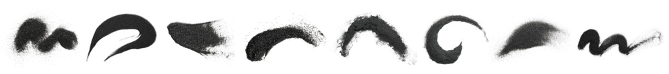 Set of black sand on white background