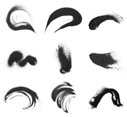 Set of black sand on white background
