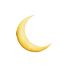 half-moon with twinkling stars, transparent background