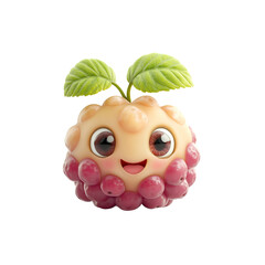 Adorable Cartoon Raspberry Character with Happy Expression