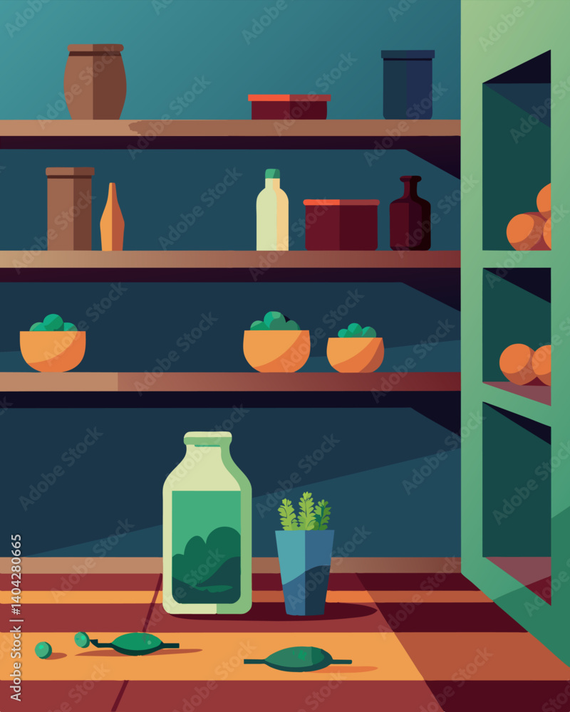 Aufkleber a desolate sight with its shelves completely barren except for a jar of olives and a halfempty bottl