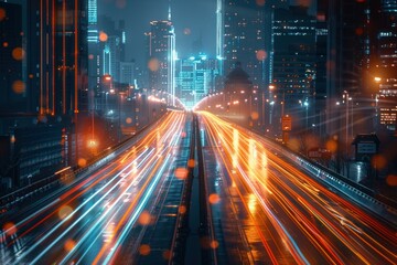 Fototapeta premium City Lights and Nighttime Traffic