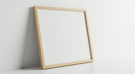 Square Light Brown Wooden Frame on White Background