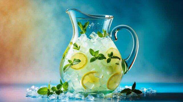A jug of mint lemonade