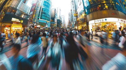 Fototapeta premium A Blurry Perspective of a Busy City Street
