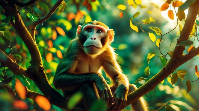 A tree-dwelling proboscis monkey