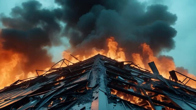 A fire partially damaged the roof of a new building.