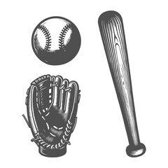 Vintage baseball equipment Design illustration