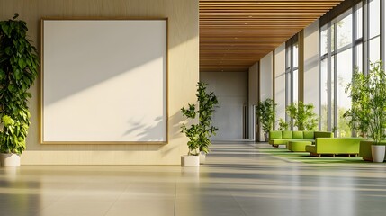 Fototapeta premium Modern office interior with blank wall for mockup display. 3D Rendering , 