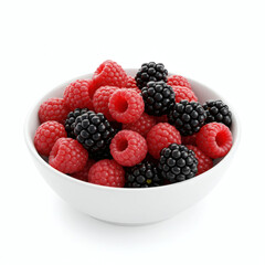 Fresh Raspberries and Blackberries in a White Bowl A Delicious Summer Treat