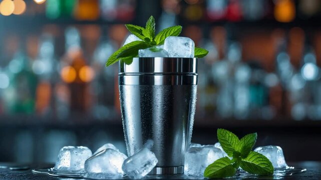 Traditionally served mint julep cocktail.