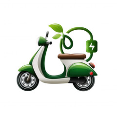 Eco-friendly electric scooter revolutionizing urban transport city streets digital artwork modern environment eye-level view sustainability concept