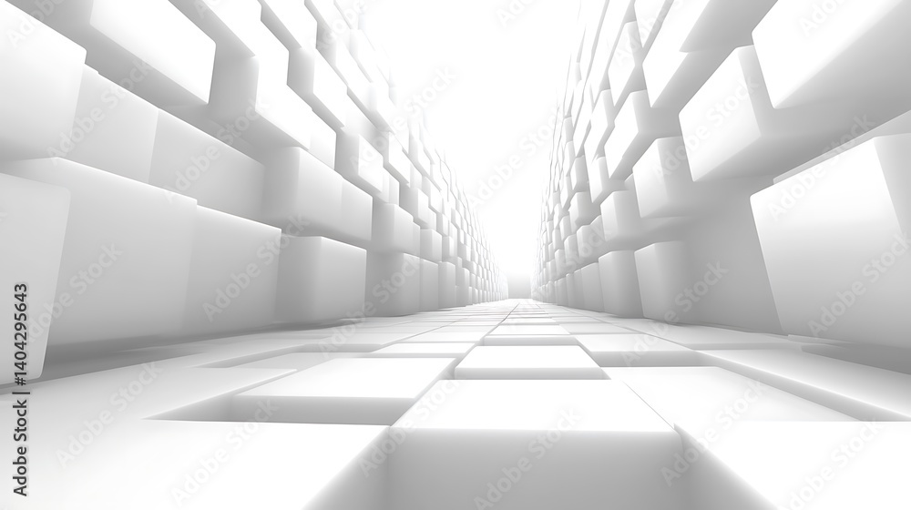 Aufkleber minimalist architecture perspective with white geometric volume abstraction