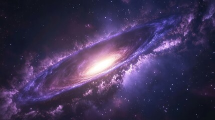Fototapeta premium Majestic Cosmic Vision, A captivating spiral galaxy with luminous center