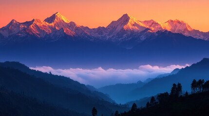 Majestic Himalayan Peaks Kissed by Golden Sunrise, A Breathtaking Vista