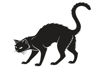 Black feline silhouette vector illustration of a cute running pet animal