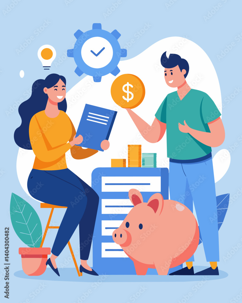 Poster a couple creates a budget and sticks to it setting aside money for important expenses while also fin