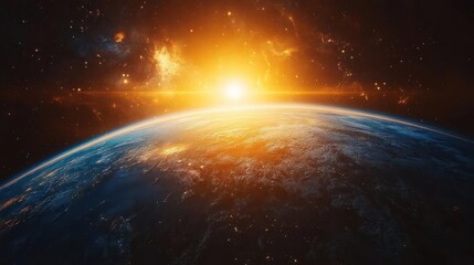 Obraz premium Earth rising, sunlit from space. Vast expanse of cosmos