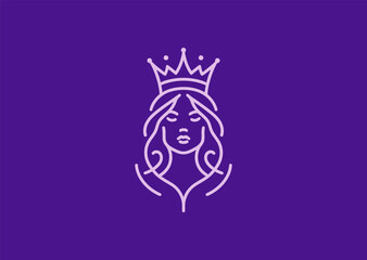 Line art queen logo with graceful and regal beauty