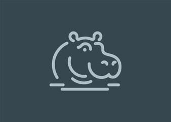 Minimalist hippo line logo with bold and rounded shape