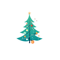 Fototapeta premium Christmas tree decorated with glowing ornaments