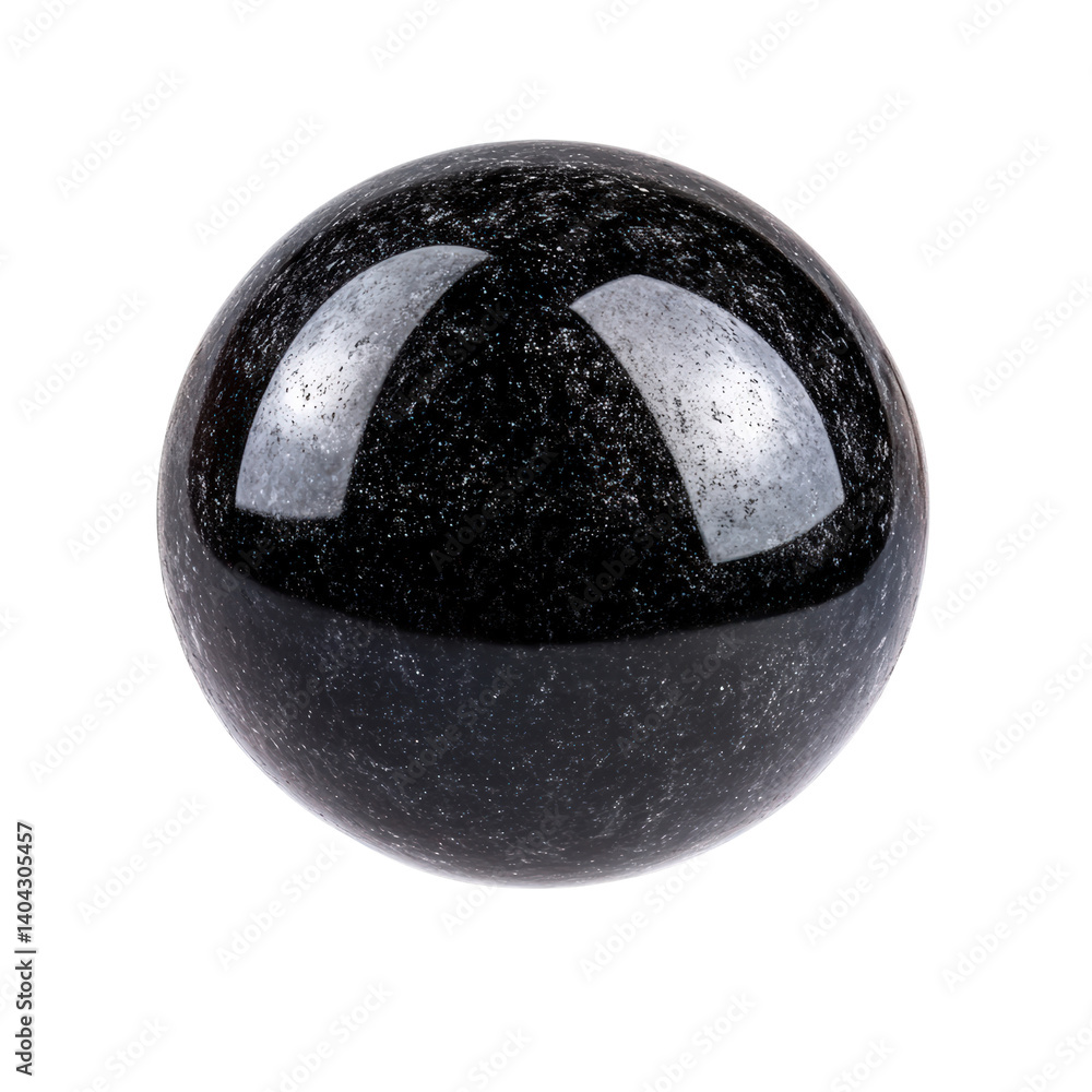 Poster elegant black marble ball with smooth surface reflecting light creating a striking visual element fo