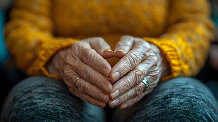 Fototapeta premium Inclusive Parkinson’s support group in indoor setting, with people holding hands and sharing hope, ideal for healthcare awareness and community well-being 