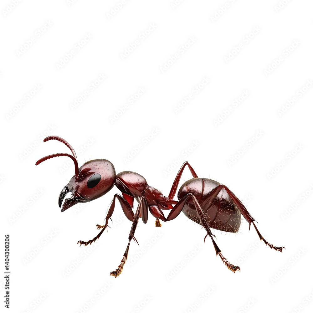 Poster busy red ants scurrying across a surface in a coordinated effort to transport food and build a isola