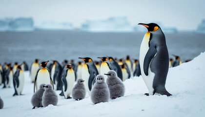 Obraz premium Adorable Penguin Colony in the Snow